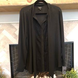 NWT Black blouse with lace detailing